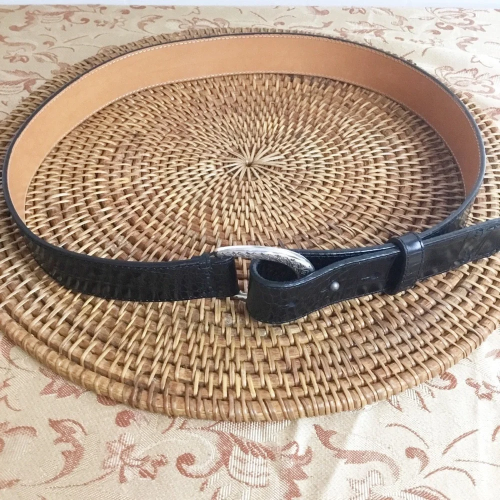 Brighton Black & Silver Belt Leather Size L